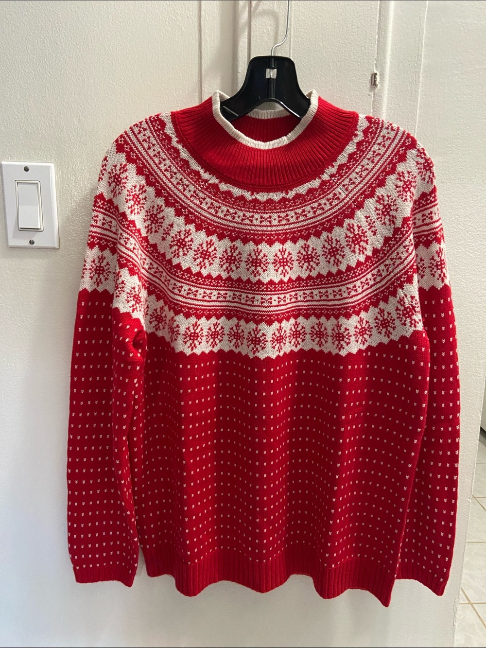 Appleseed's Red and White Fair Isle Turtleneck Sweater